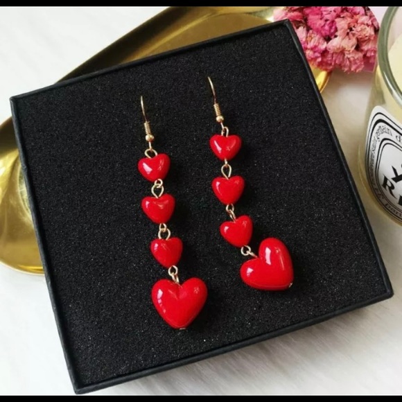 Denim - Beautiful Heart Dangle Earrings ❤️